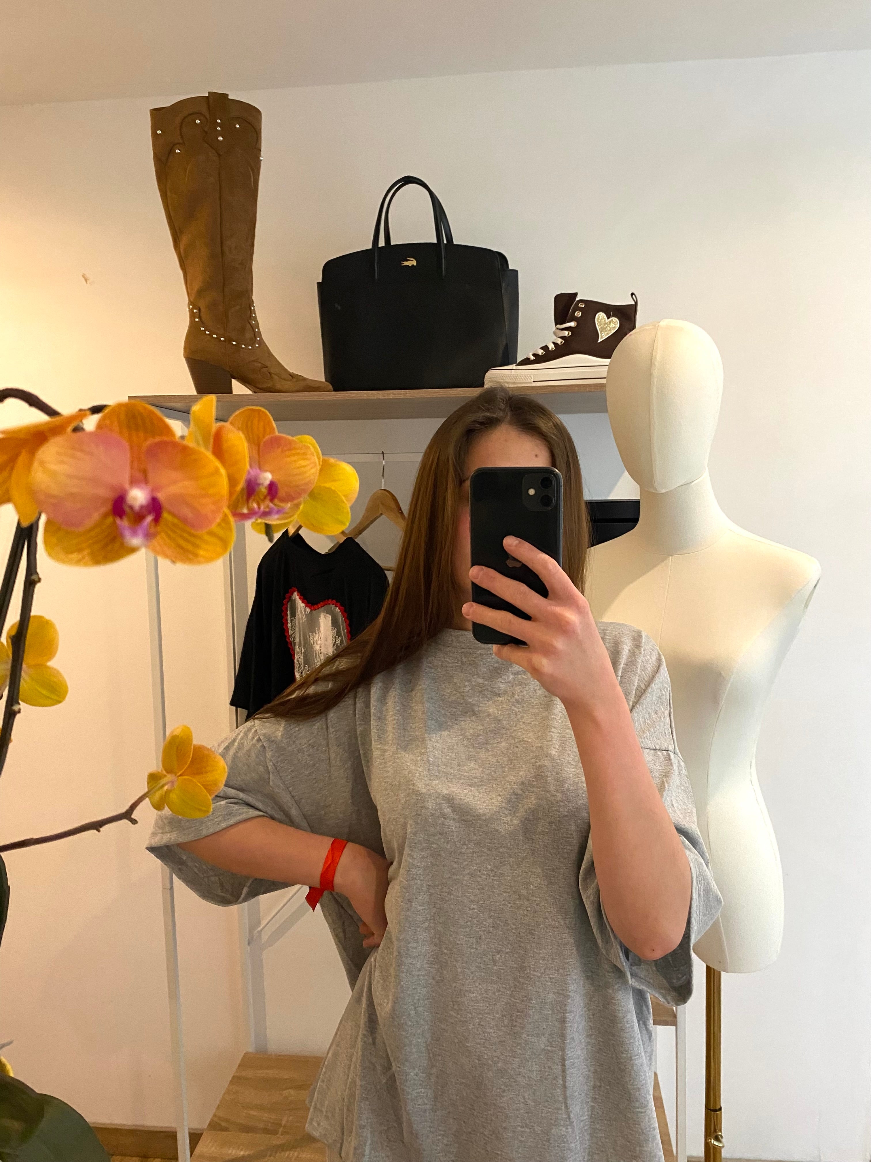 T-shirt dos "cœur dentelle" GRIS