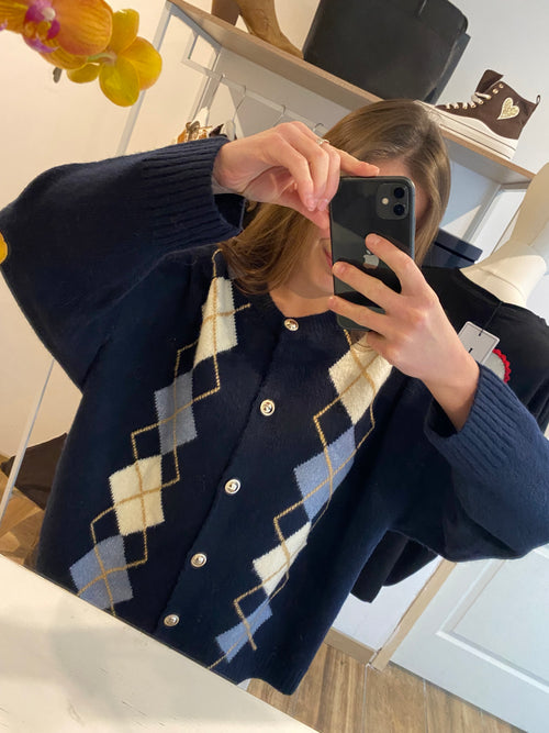 gilet BLEU "Losange" Belle taille