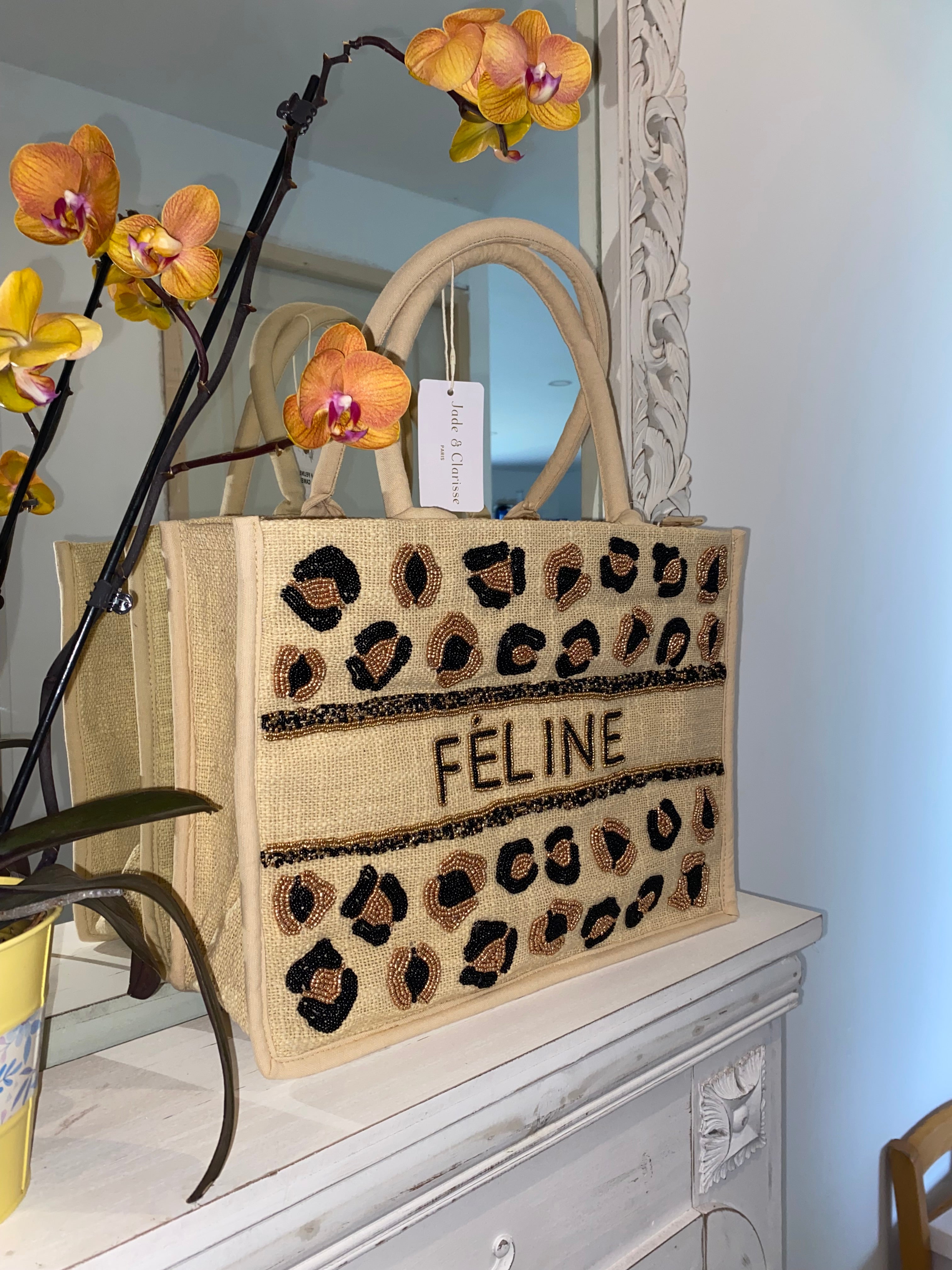 sac CABAS "féline" léopard